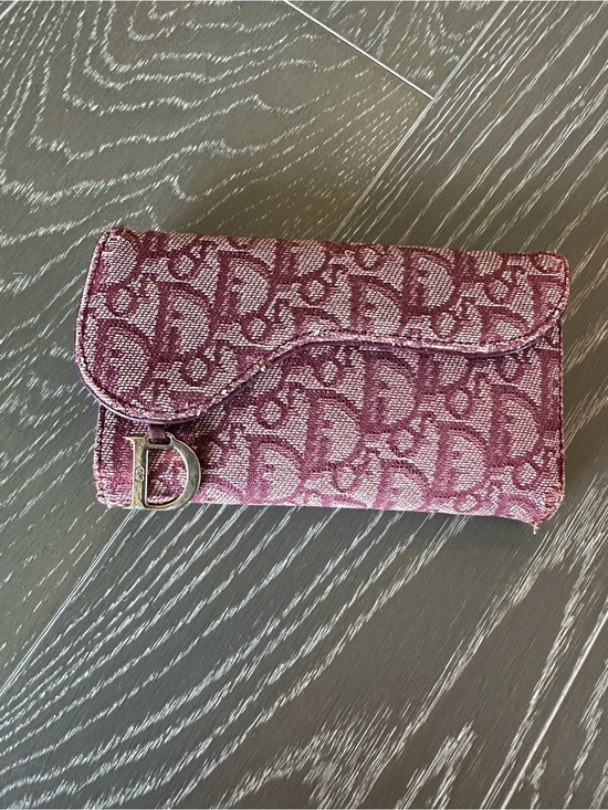 Dior Handbags - Christian Dior Trifold Saddle Wallet in Pink/Burgundy